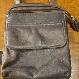 Fossil brown leather cross-body purse
